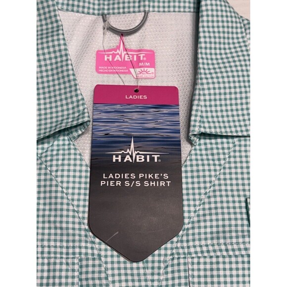 Habit Pike's Pier Fishing Shirt UPF 40+ Turquoise Check Ladies Medium MSRP 34.99 - Picture 13 of 13